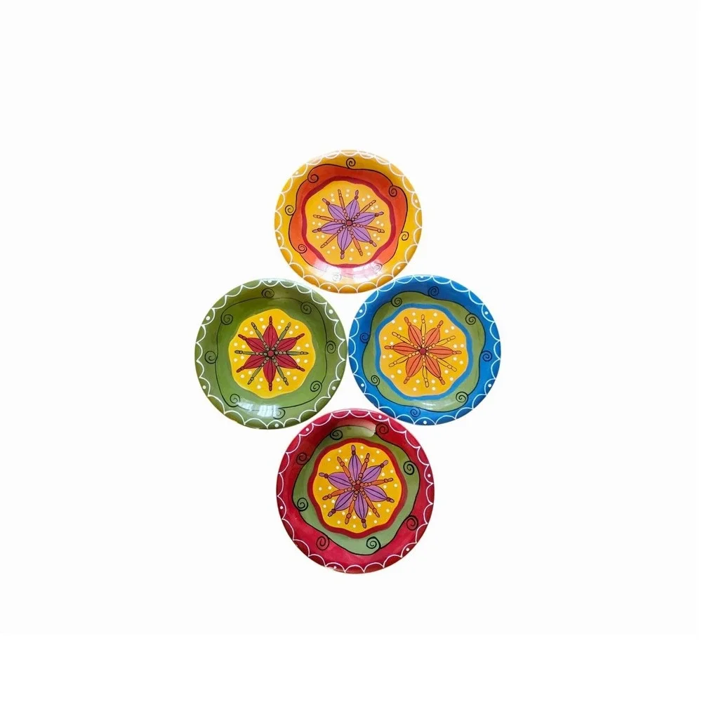 Pier 1 Hand Painted Plates (4), Sunburst Ironstone Dinnerware, Wall Home Decor